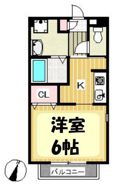 ハレモイ(1K/1階)の間取り写真