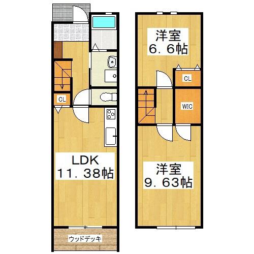 ラ・イース松新町(2LDK/1階)の間取り写真