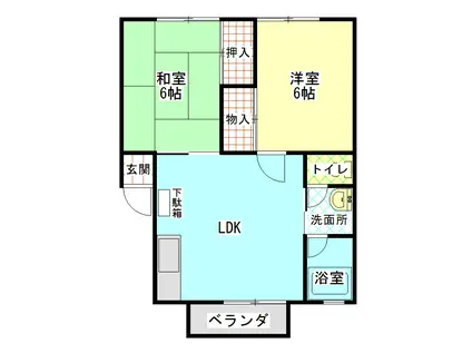 メゾン・ド・アムールB(2LDK/2階)の間取り写真