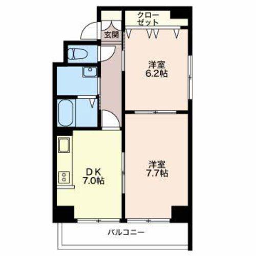リバーサイドタワー RST(2DK/6階)の間取り写真
