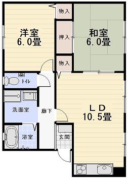フォブール東川原G(2LDK/1階)の間取り写真
