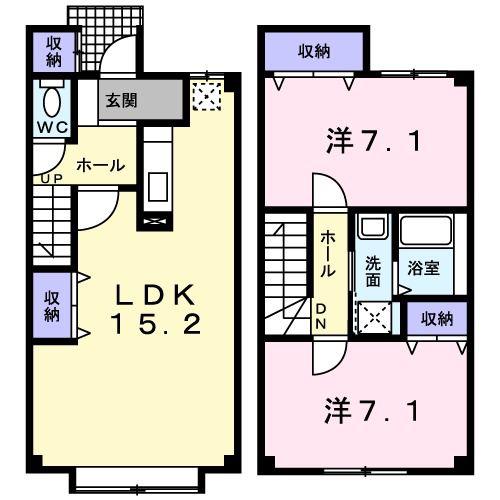 プラシード(2LDK/1階)の間取り写真