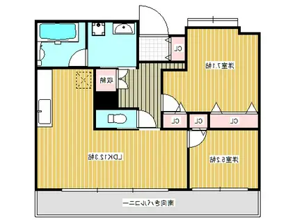 グラーツィア東静岡(2LDK/5階)の間取り写真