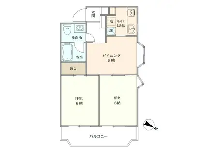 重恵ハイツ(2DK/2階)の間取り写真