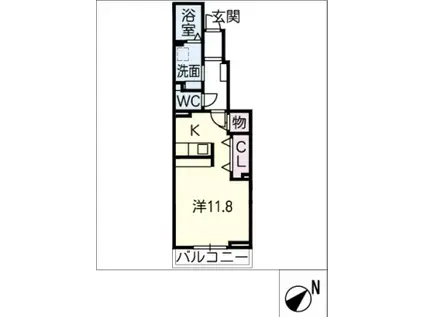 サンハイムピアI(ワンルーム/1階)の間取り写真