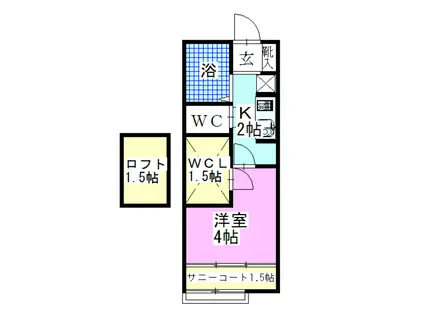 レオパレスシャルール(1K/2階)の間取り写真