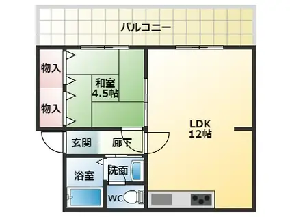 大清ハイツ(1LDK/1階)の間取り写真