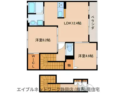 アジデンスペサージ(2LDK/2階)の間取り写真