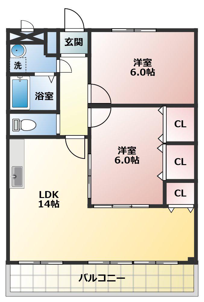 エムエステート(2LDK/3階)の間取り写真