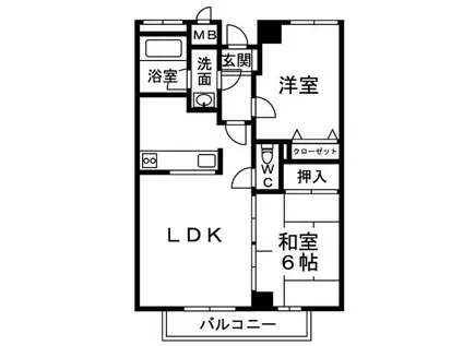 プレステージフジ 忠岡壱番館(2LDK/3階)の間取り写真