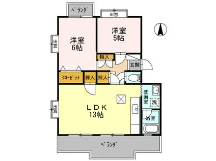 ピュアハイツ(2LDK/3階)の間取り写真
