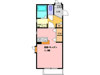 ヤマニディアスハイツ(1K/2階)の間取り写真