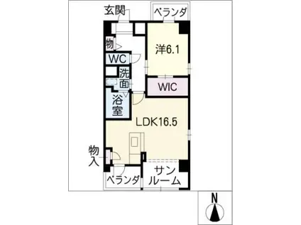 メルベーユ川宮(1LDK/8階)の間取り写真