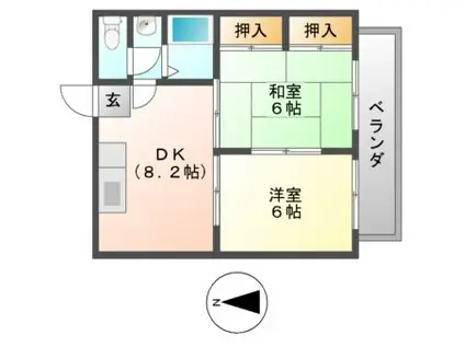 日田ハイツ(2DK/2階)の間取り写真