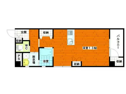 リバーサイドビル当社管理物件(ワンルーム/8階)の間取り写真