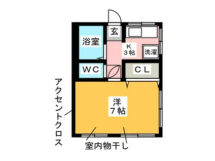 カスカータ高島平(1K/3階)の間取り写真