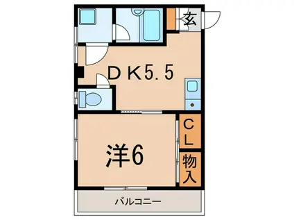 第二オークハイツ(1DK/3階)の間取り写真
