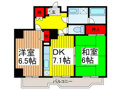 すずらん館(2DK/6階)の間取り写真