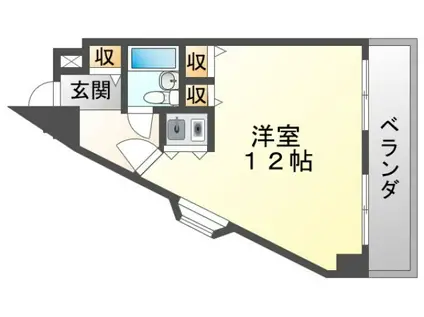 ドミニオン豊津II(ワンルーム/2階)の間取り写真