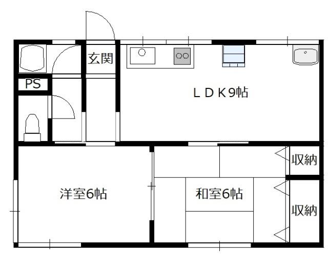 シーサイド扇苑B棟(2DK/1階)の間取り写真