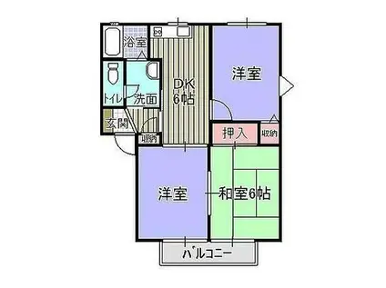 ファミールハイツこもりのB棟(3DK/2階)の間取り写真