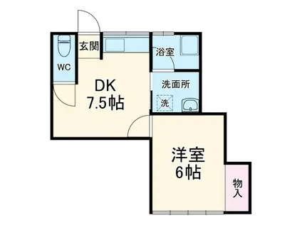 若井荘(1DK/2階)の間取り写真