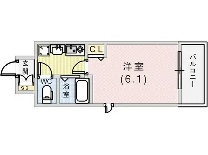 エステムコート神戸西II(1K/6階)の間取り写真