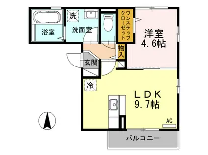 アビコシオン(1LDK/2階)の間取り写真