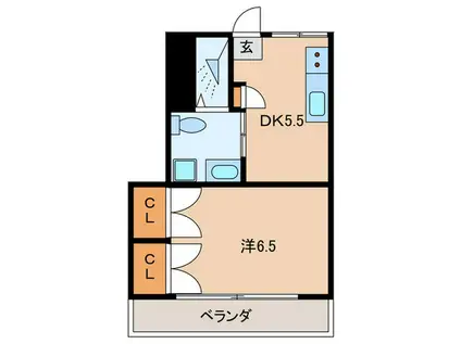 幸田セントラルマンション(1DK/6階)の間取り写真