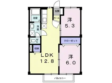 ニューシティK(2LDK/1階)の間取り写真