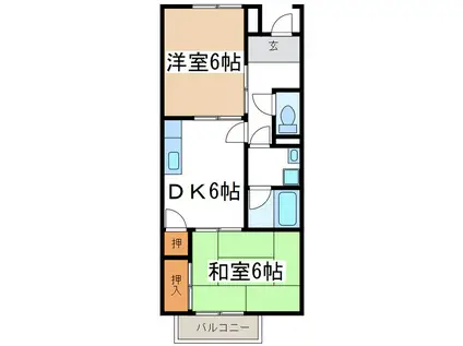 リスンA(2DK/1階)の間取り写真