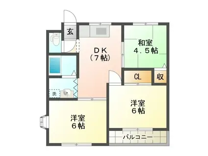 モーツアルトハイム(3DK/2階)の間取り写真