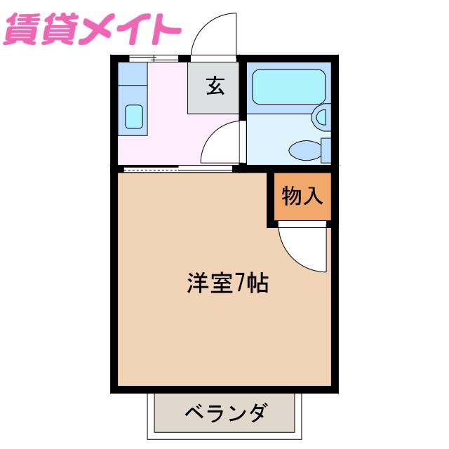 ハッピーハイムサカタ(1K/2階)の間取り写真
