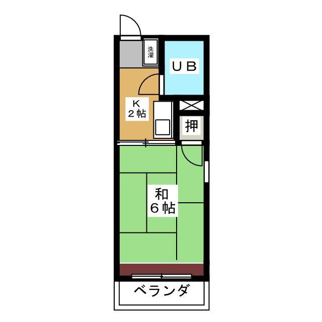 GREEN HILL(1K/2階)の間取り写真
