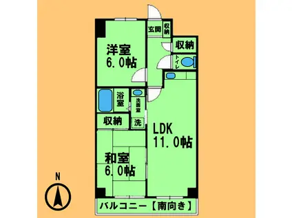 はやしビジデンス(2LDK/5階)の間取り写真