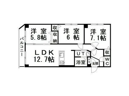 エリス若竹(3LDK/2階)の間取り写真