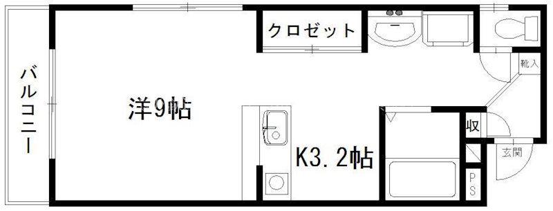 サンライフ鴨江(1K/2階)の間取り写真