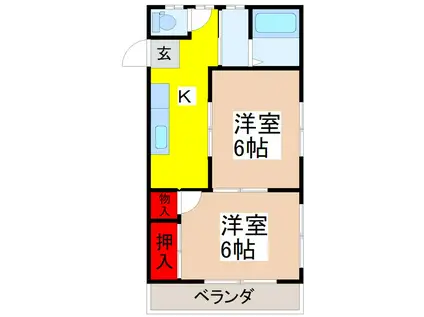 ハイツ北水海道(2K/2階)の間取り写真