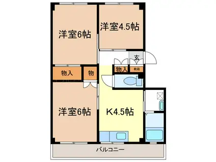 スカイコーポ(3K/3階)の間取り写真