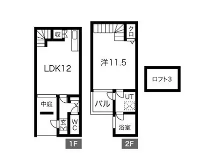 OXFORD SQUARE(1LDK/1階)の間取り写真
