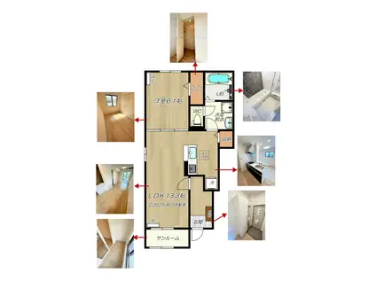 ソォンI棟(1LDK/1階)の間取り写真