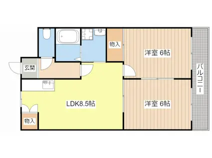 ドリーミィー(2LDK/2階)の間取り写真