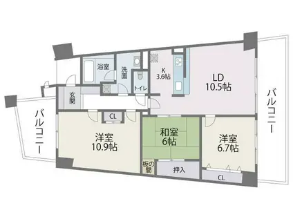 アイランドシティインフィニガーデン イースト棟(3LDK/13階)の間取り写真