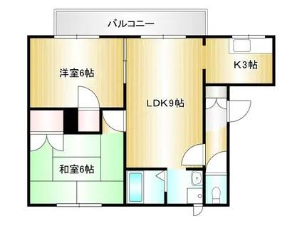 田園マンションB(2LDK/2階)の間取り写真