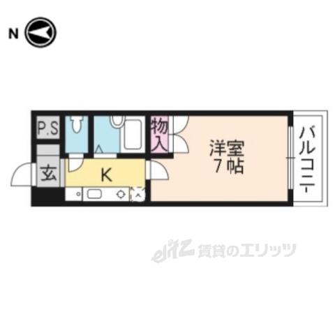 京卓ハイツ(1K/3階)の間取り写真