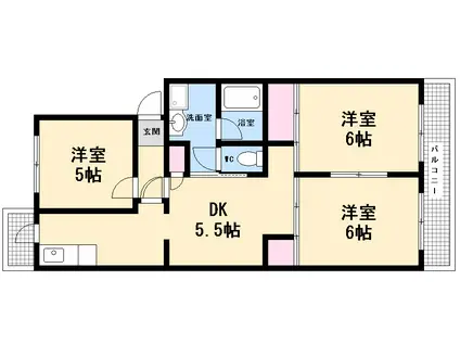 鈴が峰第5団地 3号棟(3DK/4階)の間取り写真