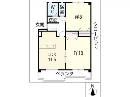 カトウハイツ(3LDK/2階)の間取り写真
