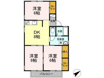 セジュール大田C棟(2LDK/2階)の間取り写真