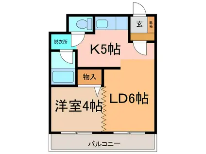 ベルトピア帯広II(1LDK/4階)の間取り写真