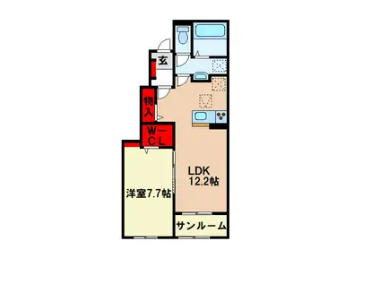 カーサ・フォレスタ C(1LDK/1階)の間取り写真